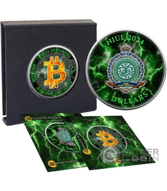 BITCOIN ENERGY 1 Oz Silver Coin 2$ Niue 2024 — official product photograph 3