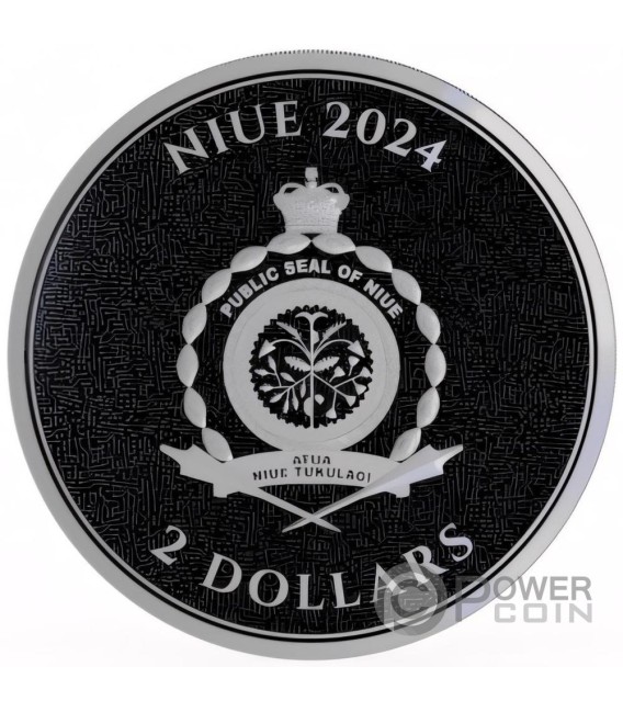 TATTOO BITCOIN 1 Oz Silver Coin 2$ Niue 2024 — official product photograph 2