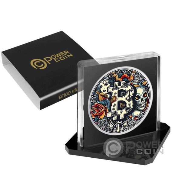 TATTOO BITCOIN 1 Oz Silver Coin 2$ Niue 2024 — official product photograph 3