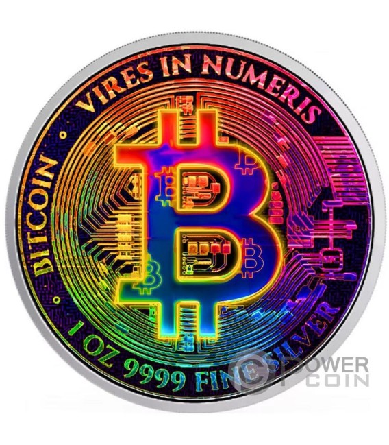 RAINBOW BITCOIN 1 Oz Silver Coin 2$ Niue 2024 — official product photograph 1