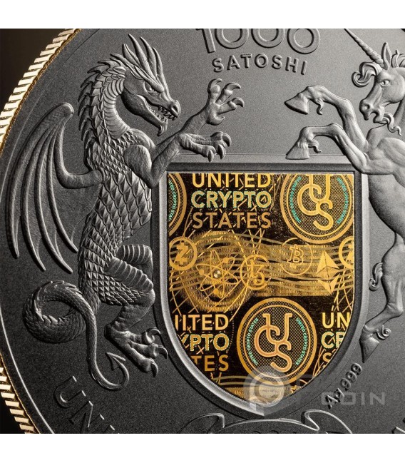 UKRAINE LAND OF FREEDOM Cryptocurrency 1 Oz Silver Coin 1000 Satoshi United Crypto States 2024 — official product photograph 4