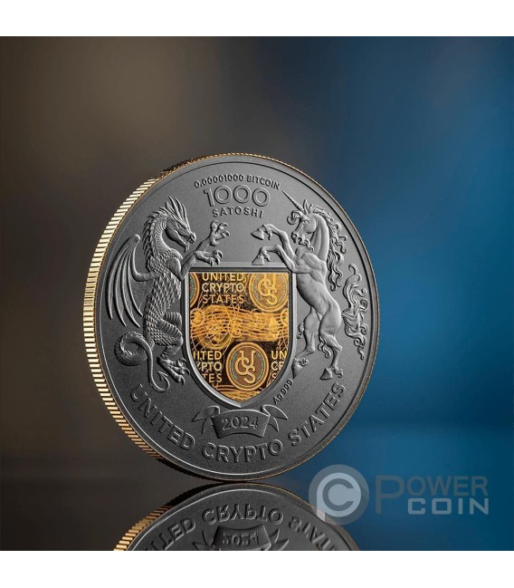 UKRAINE LAND OF FREEDOM Cryptocurrency 1 Oz Silver Coin 1000 Satoshi United Crypto States 2024 — official product photograph 6
