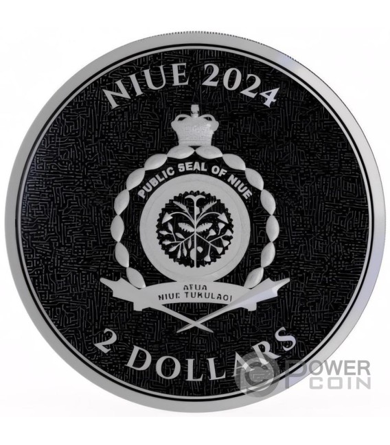 NEW WORLD ORDER BITCOIN 1 Oz Silver Coin 2$ Niue 2024 — official product photograph 2