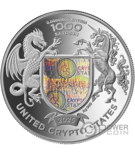 AMERICAN BUFFALO Cryptocurrency 1 Oz Silver Coin 1000 Satoshi United Crypto States 2025 — official product photograph 2