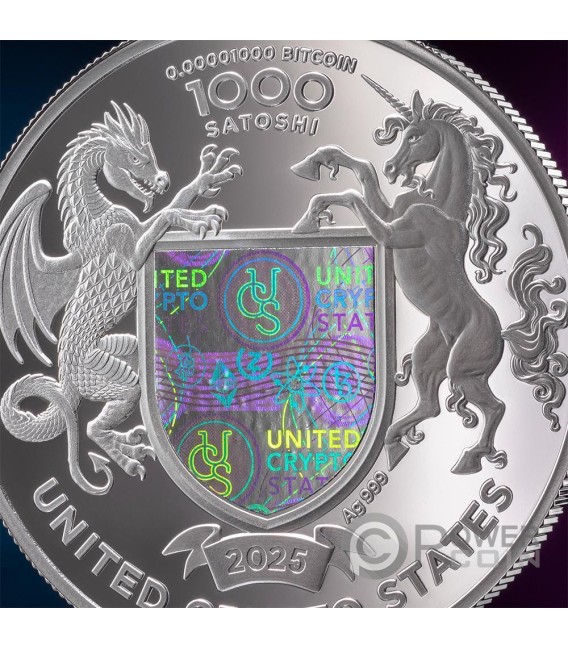 AMERICAN BUFFALO Cryptocurrency 1 Oz Silver Coin 1000 Satoshi United Crypto States 2025 — official product photograph 4