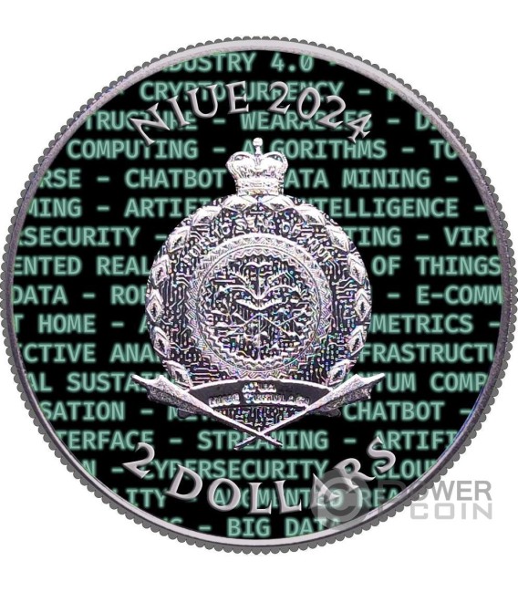 DIGITAL WAVE Bitcoin 1 Oz Silver Coin 2$ Niue 2024 — official product photograph 2