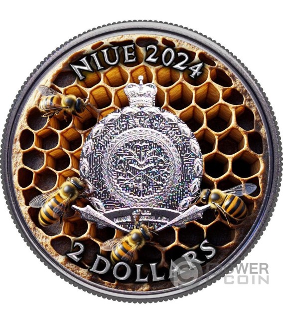 BEE Bitcoin 1 Oz Silver Coin 2$ Niue 2024 — official product photograph 2