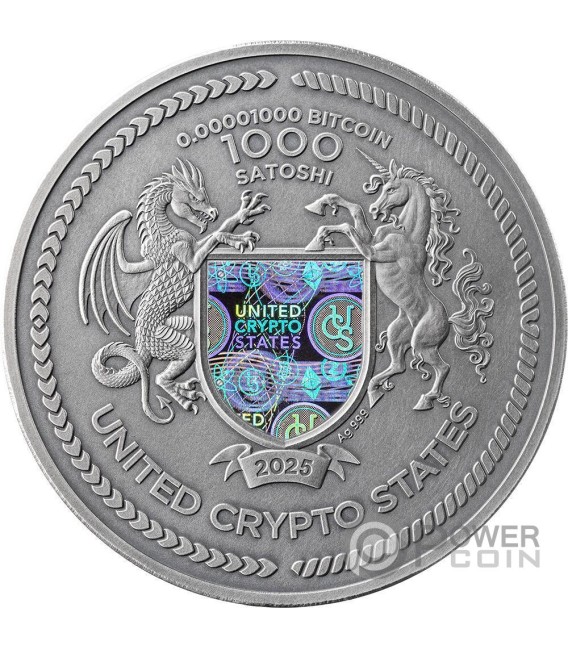 THE CREATOR 2 Oz Silver Coin 1000 Satoshi United Crypto States 2025 — official product photograph 2