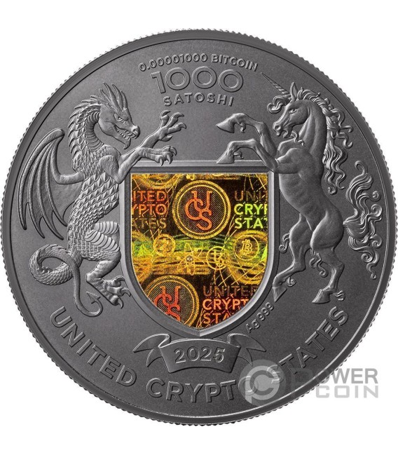 THE WINGS OF FREEDOM 1 Oz Silver Coin 1000 Satoshi United Crypto States 2025 — official product photograph 2