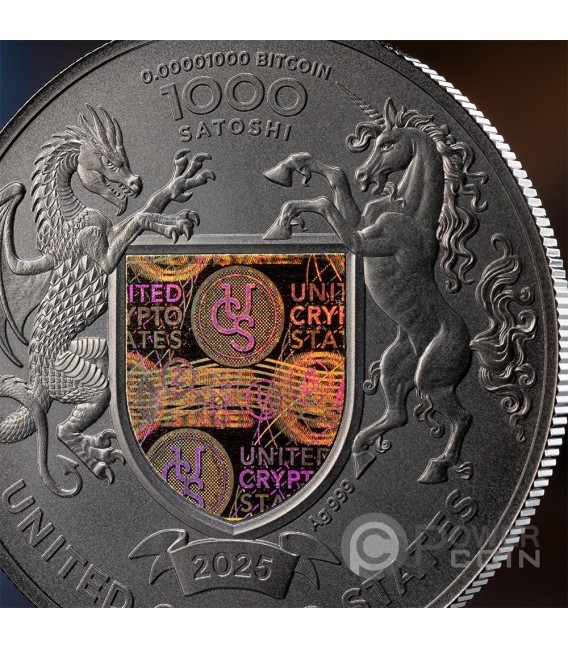 THE WINGS OF FREEDOM 1 Oz Silver Coin 1000 Satoshi United Crypto States 2025 — official product photograph 4
