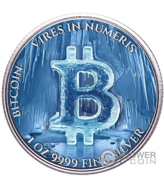 FROZEN BITCOIN 1 Oz Silver Coin 2$ Niue 2024 — official product photograph 1