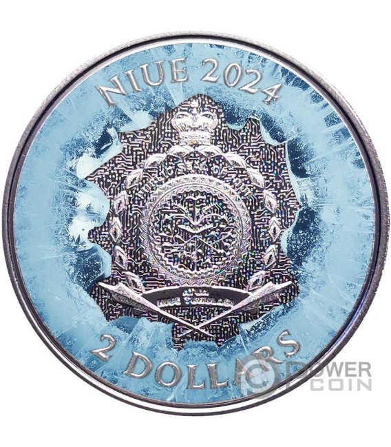 FROZEN BITCOIN 1 Oz Silver Coin 2$ Niue 2024 — official product photograph 2