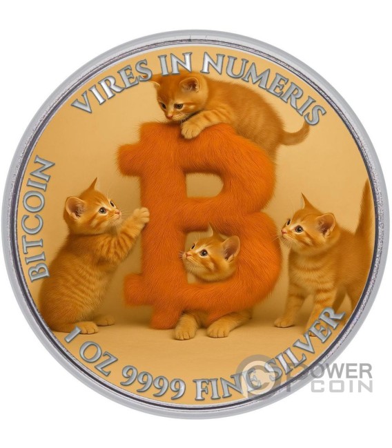 CRYPTOKITTEN Bitcoin 1 Oz Silver Coin 2$ Niue 2024 — official product photograph 1
