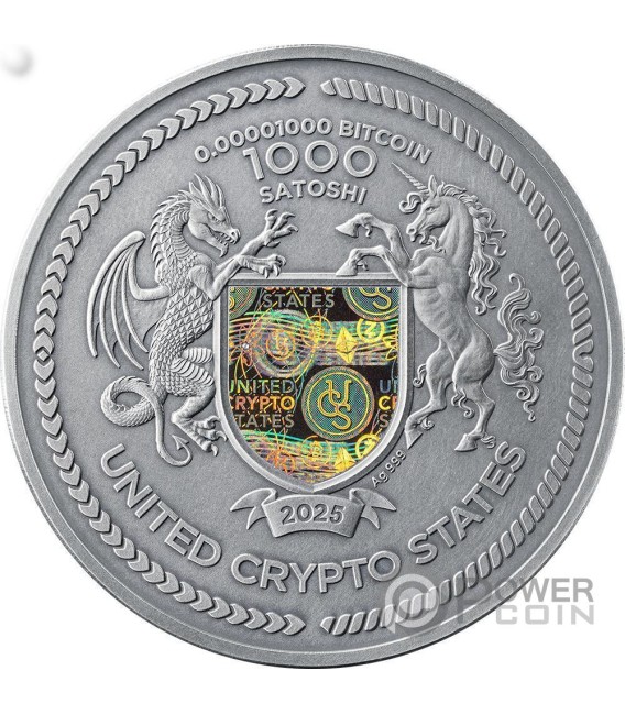 THE WOLF Techno Totem 2 Oz Silver Coin 1000 Satoshi United Crypto States 2025 — official product photograph 2