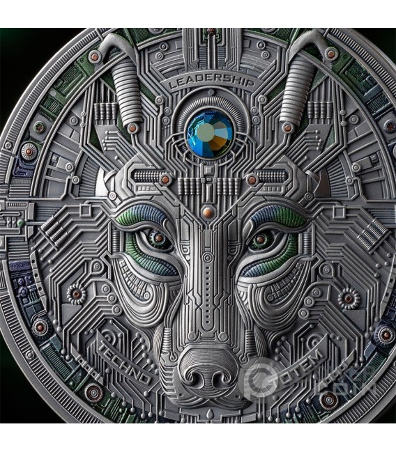 THE WOLF Techno Totem 2 Oz Silver Coin 1000 Satoshi United Crypto States 2025 — official product photograph 3