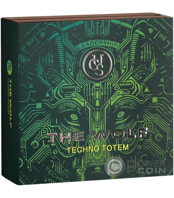 THE WOLF Techno Totem 2 Oz Silver Coin 1000 Satoshi United Crypto States 2025 — official product photograph 8