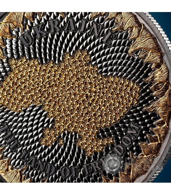 UKRAINE LAND OF FREEDOM Cryptocurrency 1 Oz Silver Coin 1000 Satoshi United Crypto States 2026 — official product photograph 3