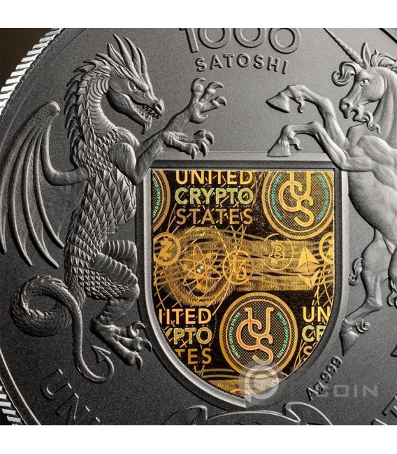 UKRAINE LAND OF FREEDOM Cryptocurrency 1 Oz Silver Coin 1000 Satoshi United Crypto States 2026 — official product photograph 4