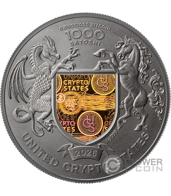 CRADLE OF FREEDOM 1 Oz Silver Coin 1000 Satoshi United Crypto States 2026 — official product photograph 2