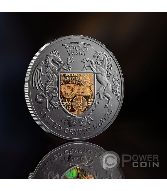 CRADLE OF FREEDOM 1 Oz Silver Coin 1000 Satoshi United Crypto States 2026 — official product photograph 4