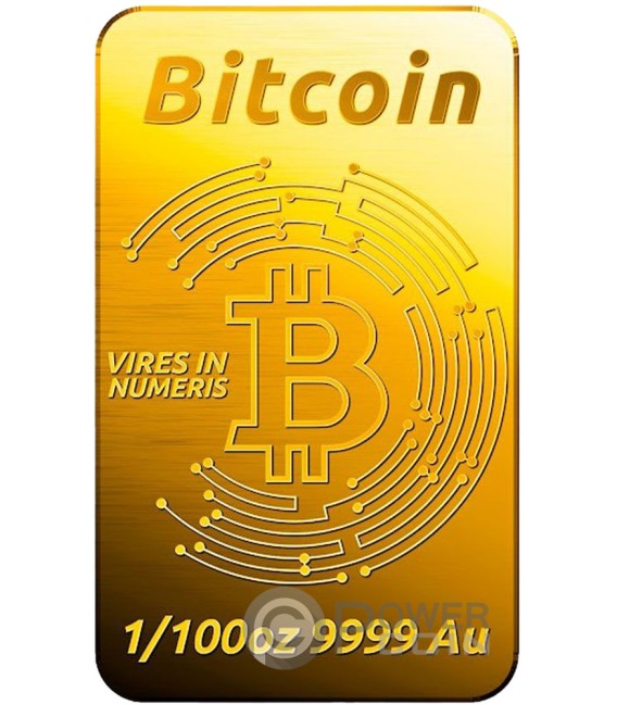 BITCOIN 1/100 Oz Gold Bar — official product photograph 1