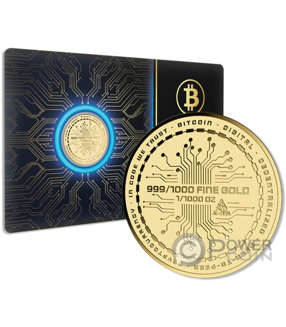 BITCOIN 1/1000 Oz Gold Medal — official product photograph 2