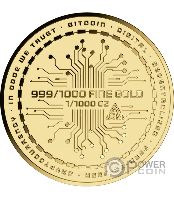 BITCOIN 1/1000 Oz Gold Medal — official product photograph 4