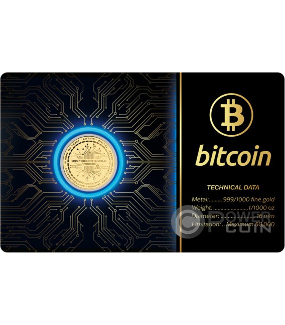 BITCOIN 1/1000 Oz Gold Medal — official product photograph 6