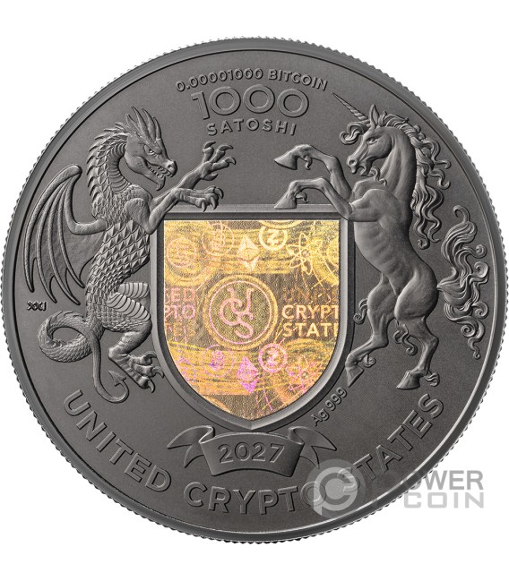 DOUBLE EAGLE 1 Oz Silver Coin 1000 Satoshi United Crypto States 2027 — official product photograph 2