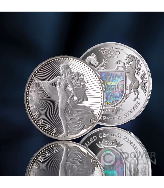 LIBERTY 1/2 Oz Silver Coin 1000 Satoshi United Crypto States 2026 — official product photograph 4