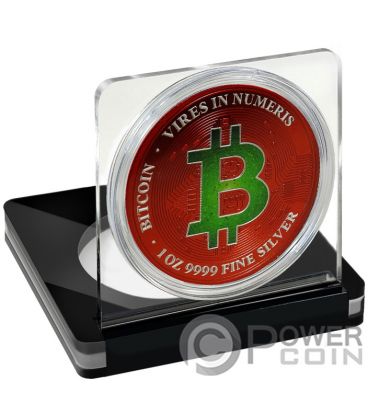 GREEN BLOCKCHAIN BITCOIN PowerChrome Red 1 Oz Silver Coin 2$ Niue 2022 — official product photograph 3