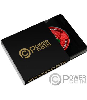 GREEN BLOCKCHAIN BITCOIN PowerChrome Red 1 Oz Silver Coin 2$ Niue 2022 — official product photograph 5