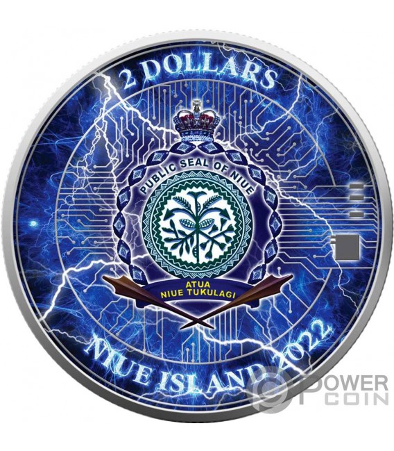 BITCOIN ENERGY 1 Oz Silver Coin 2$ Niue 2022 — official product photograph 2