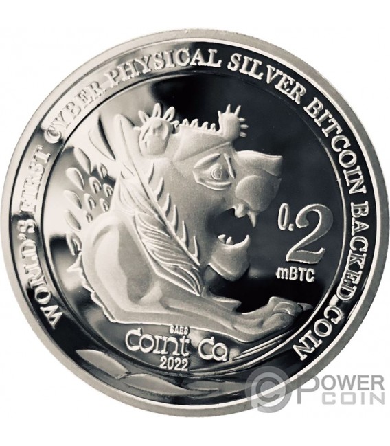 NEW LYDIAN COIN Bitcoin Backed 1 Oz Silver Coin 0.2 mBTC 2022 — official product photograph 1