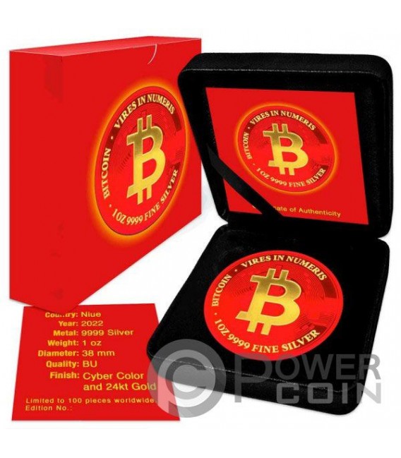 BITCOIN Red Space 1 Oz Silver Coin 2$ Niue 2022 — official product photograph 3