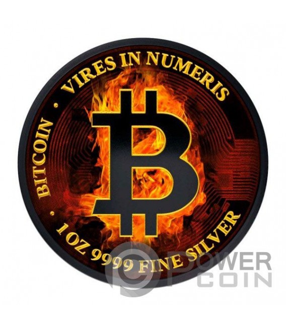 BITCOIN Burning 1 Oz Silver Coin 2$ Niue 2022 — official product photograph 1