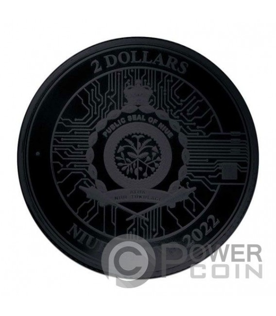 BITCOIN Burning 1 Oz Silver Coin 2$ Niue 2022 — official product photograph 2