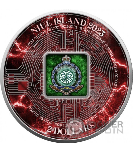BITCOIN ENERGY 1 Oz Silver Coin 2$ Niue 2023 — official product photograph 2