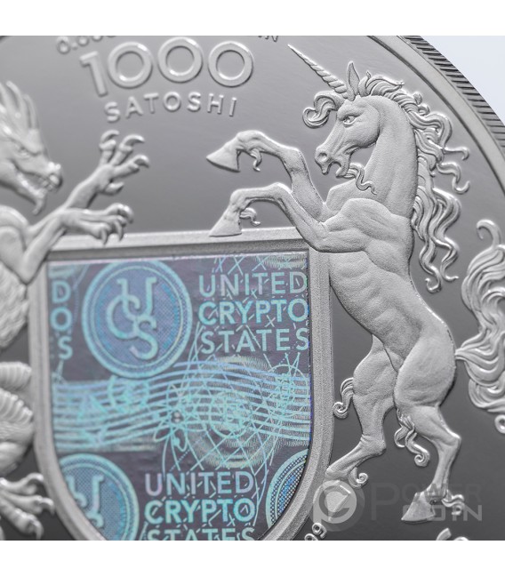 STATUE OF LIBERTY Cryptocurrency 1 Oz Silver Coin 1000 Satoshi United Crypto States 2023 — official product photograph 3