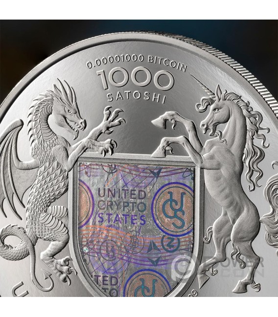 LIBERTY OF UKRAINE Cryptocurrency 1 Oz Silver Coin 1000 Satoshi United Crypto States 2024 — official product photograph 4