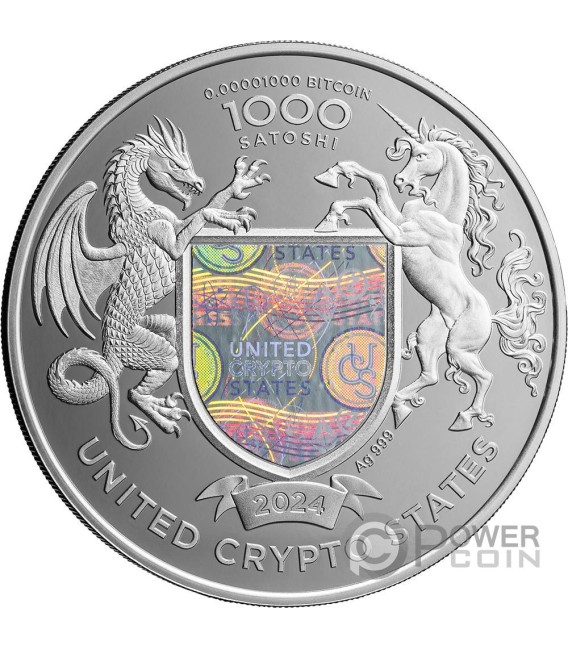 LIBERTY Indian Head Buffalo 1 Oz Silver Coin 1000 Satoshi United Crypto States 2024 — official product photograph 2