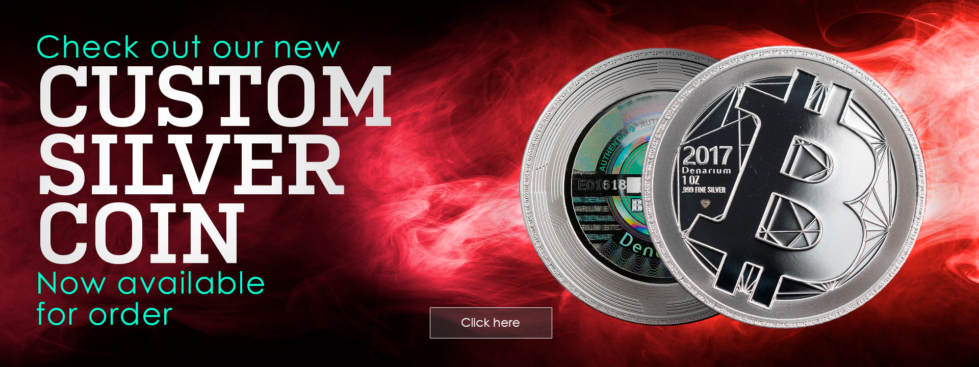 Denarium Custom Silver coin with visible 2017 date in an archival promotional banner