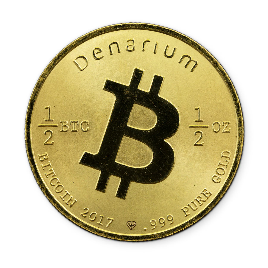 Denarium 1/2 BTC Gold, official model reference photograph