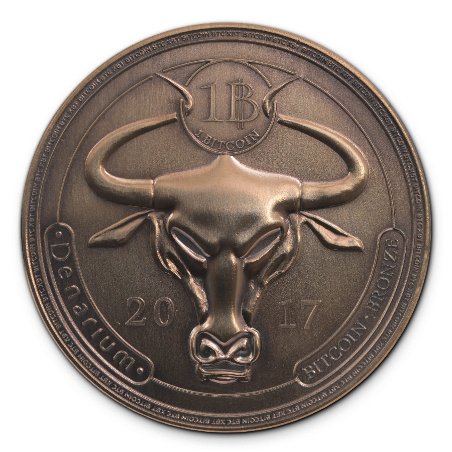Denarium 1 BTC Patinated Bronze, official model reference photograph