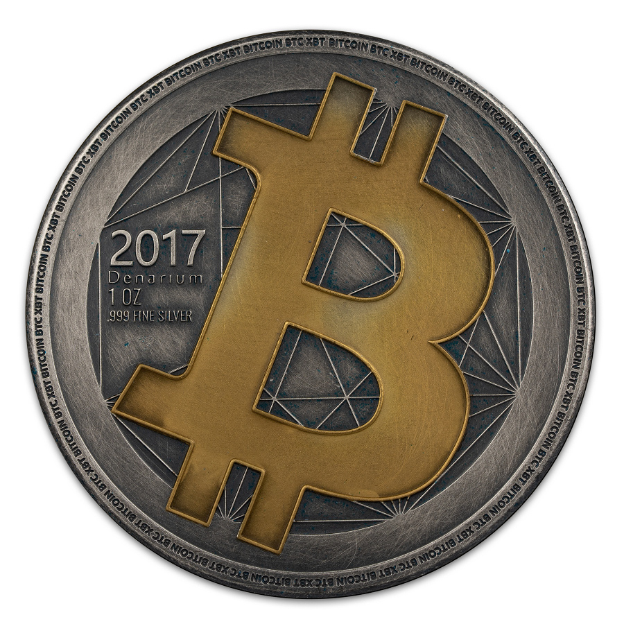 Denarium Custom Silver Antiqued Golden Edition coin, official model reference photograph