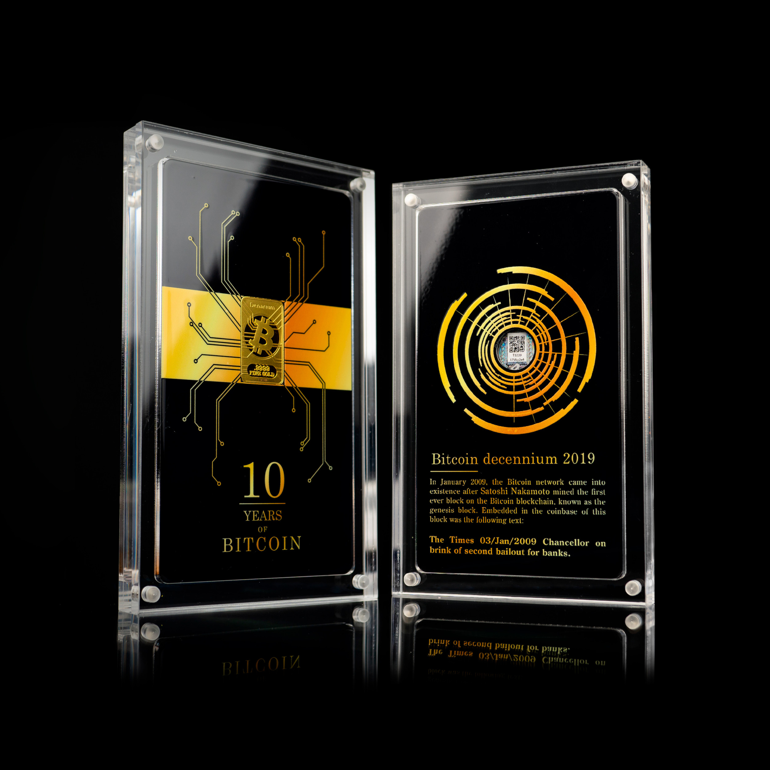 Denarium Bitcoin Decennium 2019 — Presentation · front and back