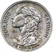 Caribbean Treasures In His Name · 1959 Washington-quarter overstrike · 20,000 satoshi — design face, auction specimen