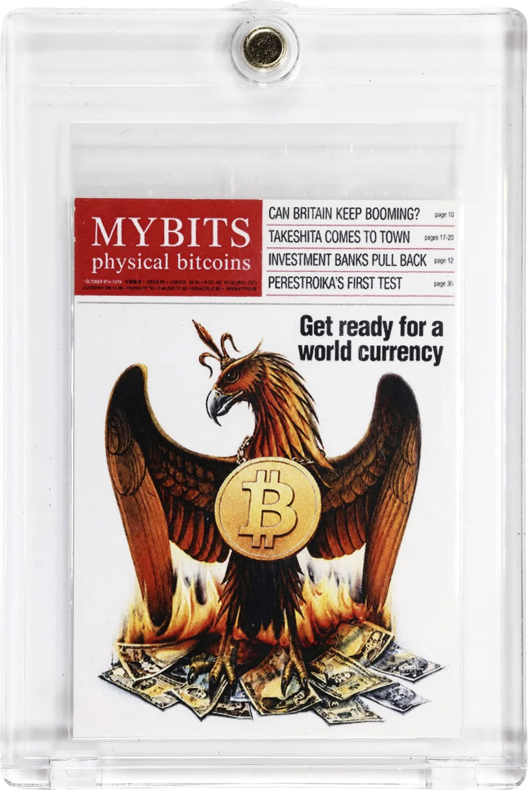 MYBITS World Currency · Gilt copper · 0.001 BTC — Certificate of authenticity · lot 6017
