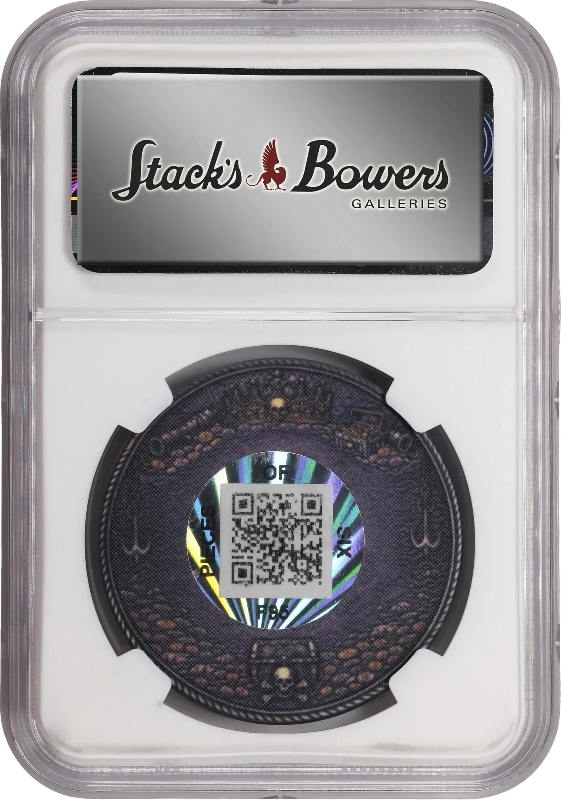 Pieces of Six Captain’s Ransom · 0.005 BTC poker chip — Holder · other face · lot 6024