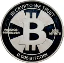 MYBITS 0.005 BTC · 1/2 oz · Silver — Design face · lot 9081